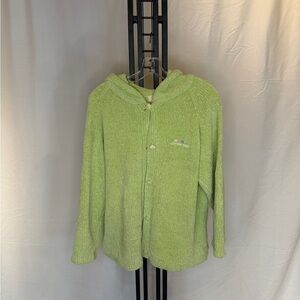 Lime Green Women's Hooded Cardigan‎ (vintage)